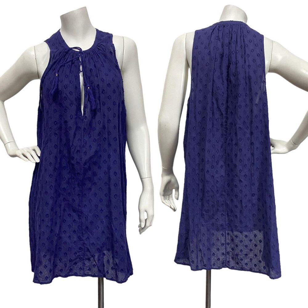 J.Crew women's sleeveless shift dress purple 100% cotton size L Swiss Dot Summer